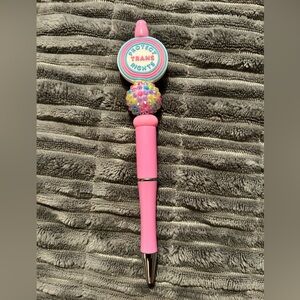 Pink Makeup Brush with Protect Trans Rights Design